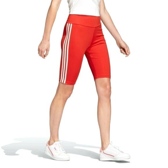 NWT Adidas Women Originals Long 3-Stripes BIKER SHORTS Lush Red/White size XS - Picture 10 of 10